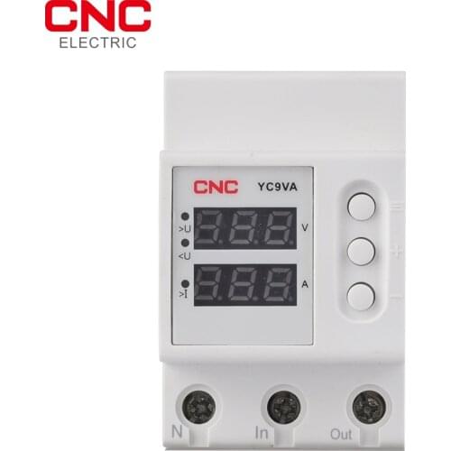 Din Rail Dual Display Adjustable Over Voltage Current and Under Voltage Protective Device Protector Relay 50/60hz 230 220V
