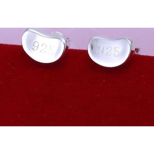 Hot Sale!!Free Shipping jewelry silver plated Earring,Fashion silver plated Jewelry Small Bean Earrings SMTE059