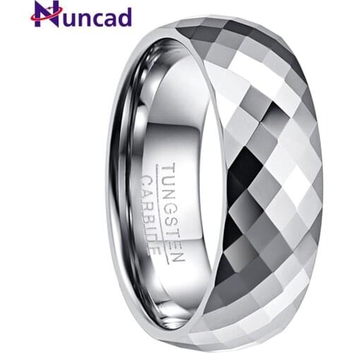 Hot sell Mens 8mm Tungsten Carbide Ring Wedding Band Multi-Faceted High Polished Domed Comfort Fit Size 7-12