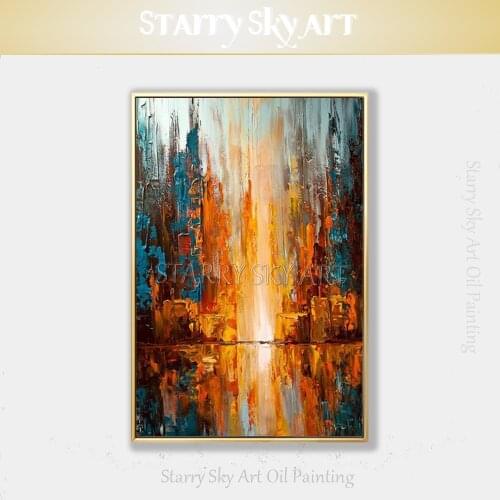 Artist Handmade High Quality Abstract Acrylic Painting on Canvas Orange Colors Abstract Large Canvas Contemporary Oil Painting