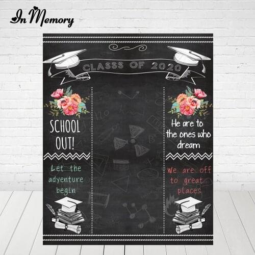 InMemory 5x7ft Graduation Party Photography Backgrounds Blackboard Cap Flowers Book Diploma Backdrop Decoration Photocall