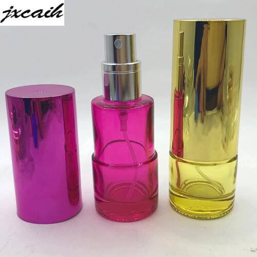 Jxcaih (1Pcs a lot) 20ML Cylindrical Color Spray Glass Perfume Spray Bottle Portable Refillable Cosmetic Container