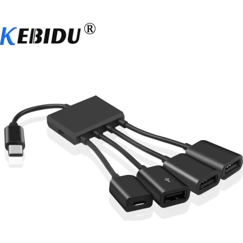 Kebidu OTG 4 Port Type-C USB Hub Cable Power Charging Connector Adapter Cable USB 3.1 Type C to Micro USB Power Charger Cable