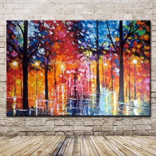 Mintura Art Hand-Painted Palette Knife Landscape Oil Painting For Living Room Home Decoration Wall Art Picture Canvas Paintings