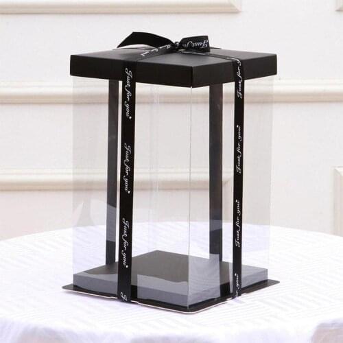 Large Transparent Box Valentiness Day Rose Bear Flower Hot Wedding Birthday Packing Decoration Sale 17x17x29cm Boxs