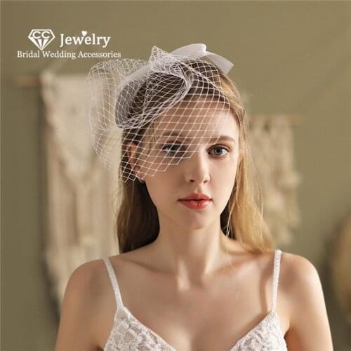 CC Short Veil Women Wedding Accessories Engagement Hair Ornaments Butterfly Shape Blusher Veils With Combs One Layer Satin V803