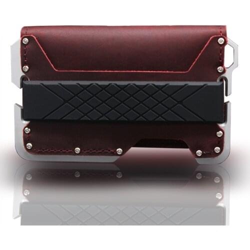 New Crazy horse Genuine Leather Mini Card Wallet Aluminum Alloy Credit Card holder Slim Women Men Travel RFID Wallets Organizer