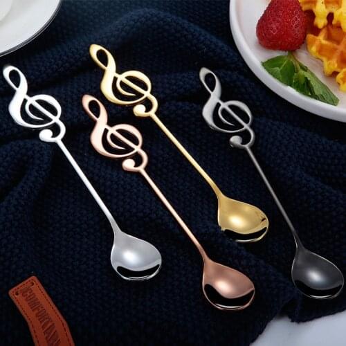 Stainless Steel Creative Music Spoon Gold-plated Mixing Coffee Dessert Spoon