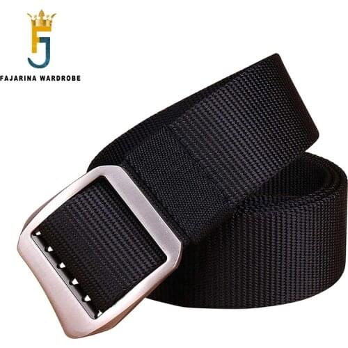 FAJARINA Mens Good Quality Alloy Buckle Mens Design Fashion Styles Nice Nylon Belts 120cm Length 3.8cm Width CBFJ0071