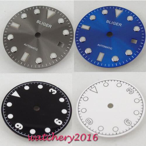 28.5mm pure sterile gray blue Watch dial fit ETA 2824 2836 mingzhu 2813 movement mens watch