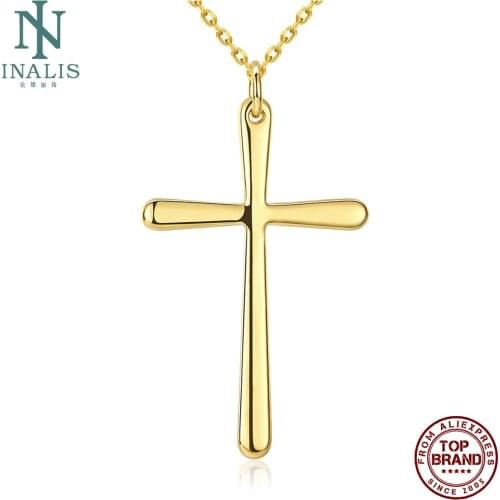 INALIS Pendant Necklaces Fashion Simple Gold Classic Christian Cross Necklace For Women Anniversary Jewelry Gift New Arrival