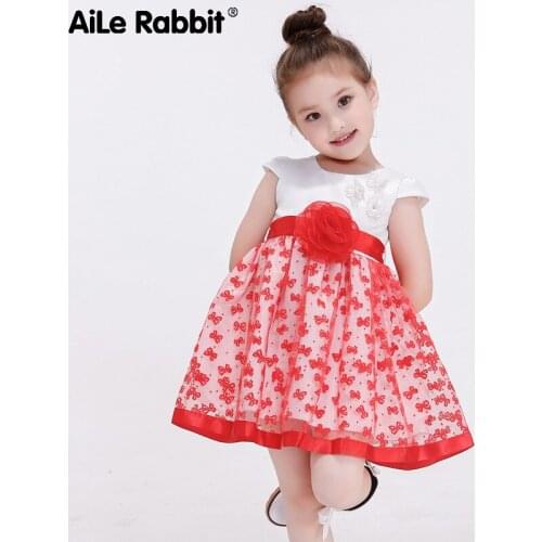 Girl Dress Little Princess Dress Short Sleeve Butterfly Dress Party Dress Childrens Wear Kids Clothing