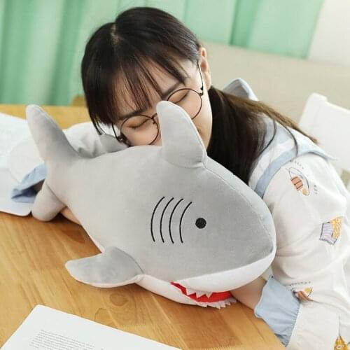 Hot 1PC 47CM Shark Plush Toys Sleeping Pillow Toy Gift Shark Cute Stuffed Animal Fish Pillow Toys For Children Warm Hand Pillow