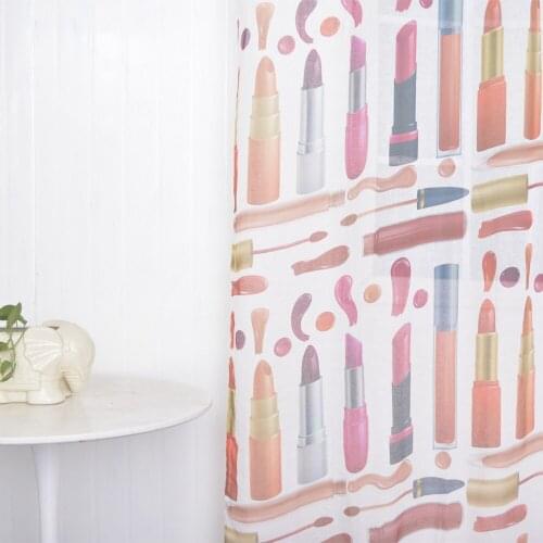 FMH Sheer Curtain Panels for Living room Bedroom French Window Faux Linen Drapery Tulle Printed lipstick in Silver Grommets