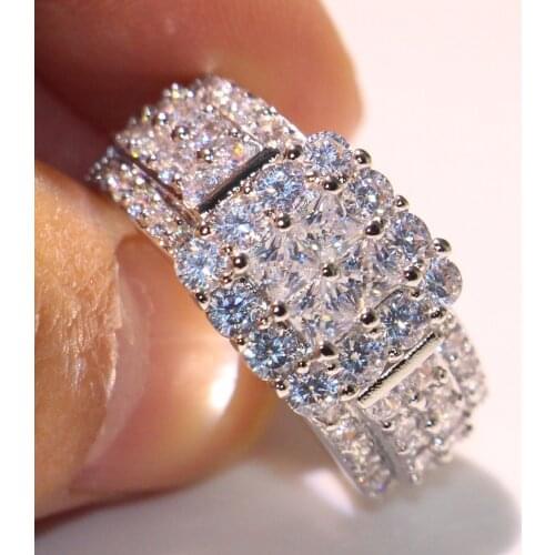 Infinity Luxury Jewelry 925 Sterling Silver Princess Cut AAAAA Cubic Zirconia Square CZ Party Cute Women Wedding Band Ring Gift