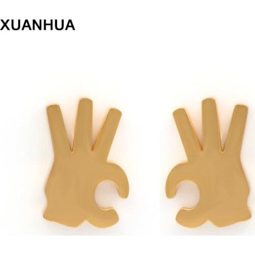 OUFEI Hand Earrings Fashion Trendy Titanium Stainless Steel Earrings Women Jewelry Earring 2019 Stud Earrings For Women gift