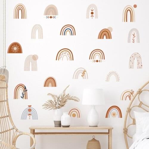 Northern Europe Fengyun flower wallpaper Rainbow free combination sticker Childrens room kindergarten home wall sticker