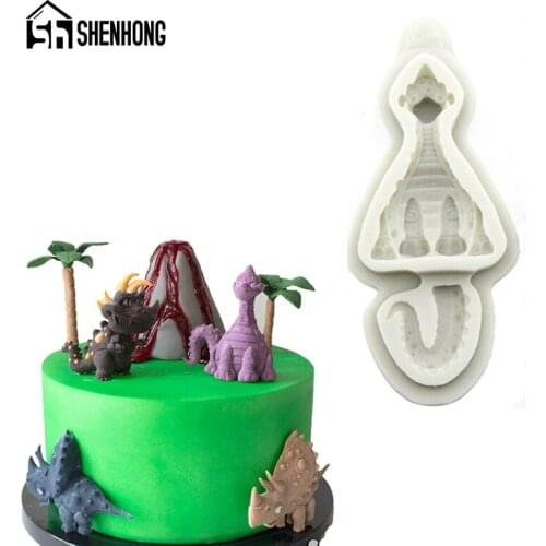 SHENHONG Dinosaur Silicone Fondant Cake Mold Gum Paste Sugar Craft Chocolate Candy Pastry Decorating Mould For Child Birthday