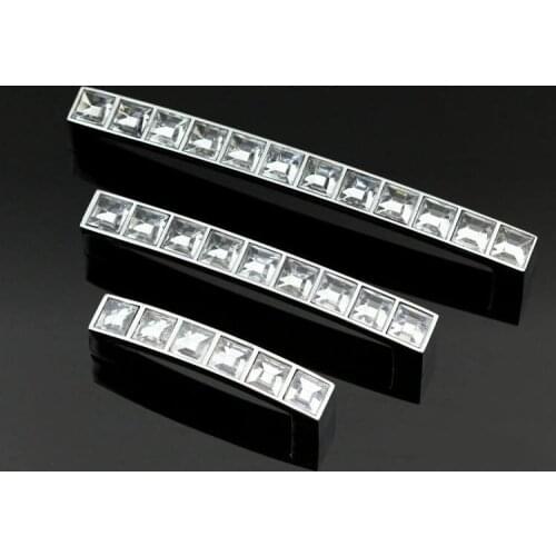 UNILOCKS 30Pcs K9 Crystal Handle With Zinc Alloy Chrome Metal Part(C.C.:96, Length:108mm)
