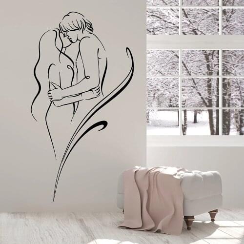 Naked Man Woman Vinyl Wall Decal Living ROOM Love Sex Romance Wall Stickers Bedroom Home Decor Bathroom Art Murals Modern C520