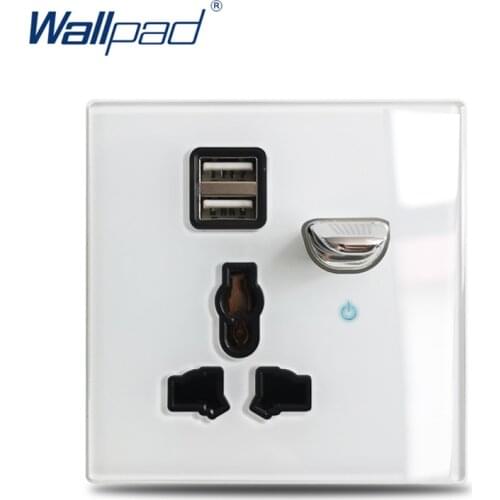Wallpad L6 EU UK Universal Switched Wall Socket Double USB Charging Port 2.1A Power Outlet Blue LED Indicator