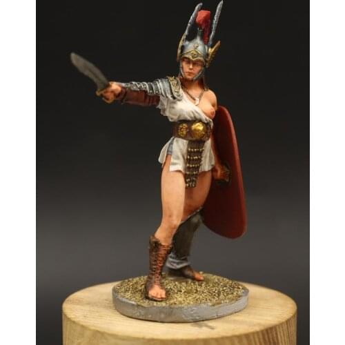 Female Gladiator Shield Figurine Tin Metal Ancient Soldier Model Ancient Rome Arena Home Decorations Gifts