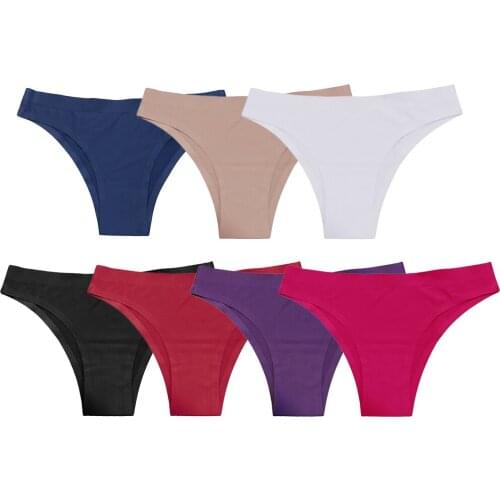 Women Ice Silk Thong Panties Briefs Seamless Solid Tone Underwear G-String