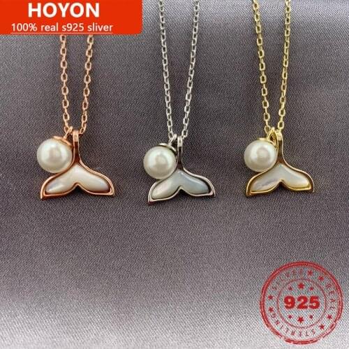 Real S925 Sterling Silver Pearl Pendant Necklace For Women S925 Silver Rose Gold White Gold Necklace Pendant Fine Jewelry Gifts