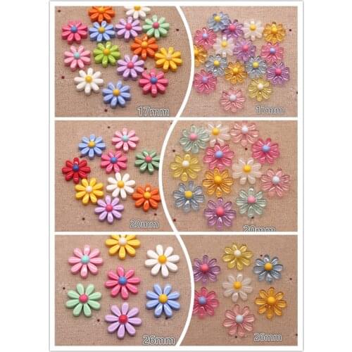 17mm/20mm/26mm Hot Sell Resin Mix Colors Daisy Flower Solid/Transparent Flatback Cabochon DIY Hair Ornament Decoration