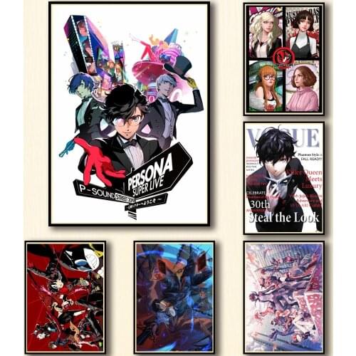 50 Designs Persona 5 Whitepaper Poster Cartoon Painting Abstract Fancy Wall Sticker for Coffee House Bar