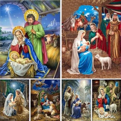 5D Diamond Embroidery Full Display Diamond Painting Virgin Mary Picture Of Rhinestones Diamond Mosaic Religious Icon Jesus Art