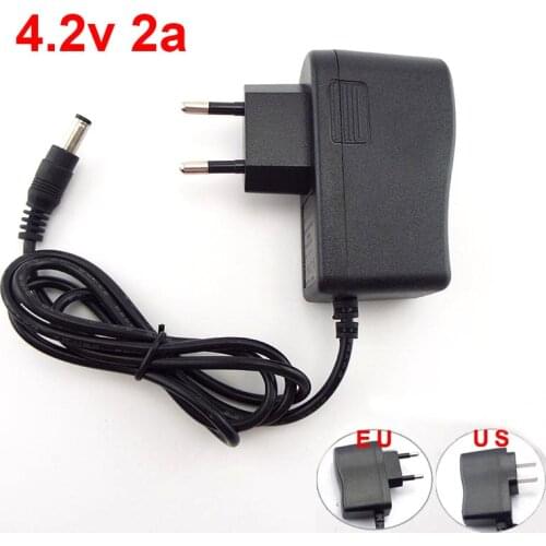 4.2V 2A Adapter Power Supply Charger DC 5.5MM*2.5MM 110-220V for 18650 Lithium Battery EU/USPlug