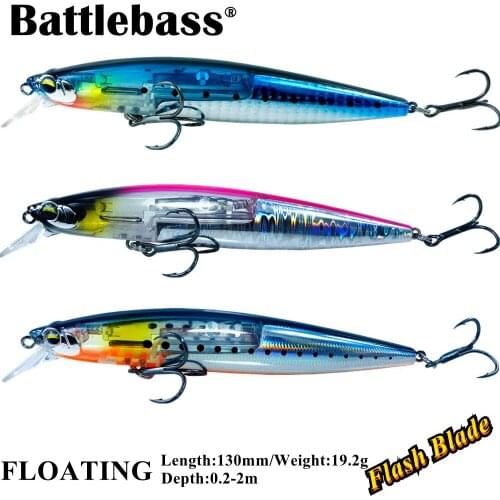 BATTLEBASS 3PCS/SET 130mm 19.2g Long Casting Hard Bait Flash Blade Wobbler Fishing Lure Sea Bass Lure Floating Minnow