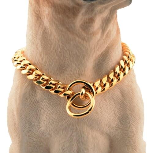 Big Dog Collar Dog Necklace Solid Stainless Steel Chain Pet Supplies Cuban-Style Chain Hot Sale Wholesale And Retail 10/12/14mm