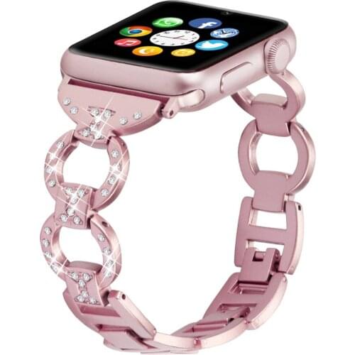 Bling Band For Apple Watch Band Diamond Rhinestone Stainless Steel Metal Strap For iWatch 4/3/2/1 Bracelet Wristband Strap Lady
