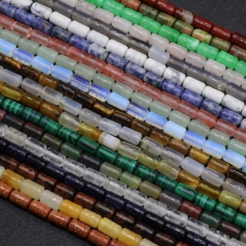 Natural Agates Jaded Beads Cylindrical Shape Loose Spacer Beads For Jewelry Making Bracelet DIY Necklace Accessories