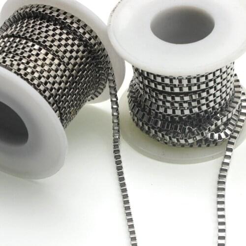 3 Meter/lot Silver Tone Necklace Making Chain Stainless Steel Box Link Chain Bulk For Woman Male DIY Jewelry Making Findings