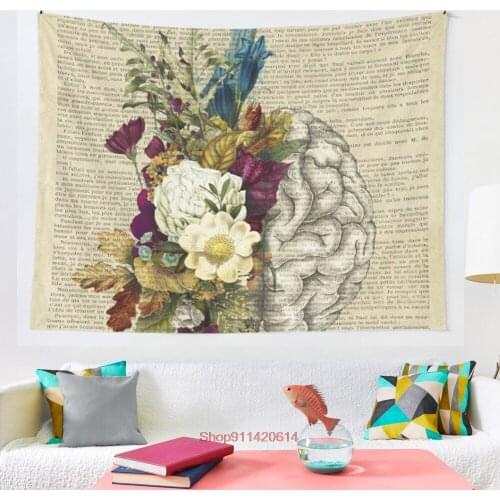 Floral brain tapestry Yoga Buddha Indian Mandala Tapestry Wall Hanging Boho Decor Macrame Hippie Witchcraft