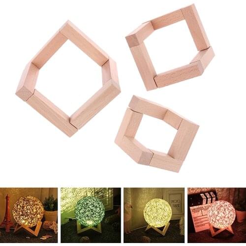 Wood Bracket Moon Shaped Lamp Holder Ball Solid Shaped Light Stand Base Fittings L M S