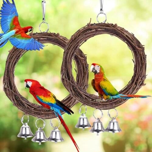 Bird Parrots Hanging Swing Chew Toy Birds Standing Pet Toy Supplies Hot Parrots Vine Rattan Swing Hanging Climbing Ring