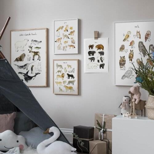 Nursery Prints Dinosaurs Tiger Canvas Paintings Nordic Art Posters Fish Painting Animals Wall Pictures For Baby Room Decor