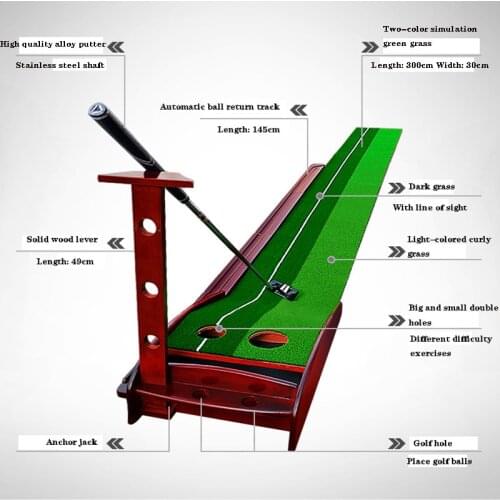 Golf Putting Trainer Indoor Practice Supplies 3 / 3.5m Solid Wood Trainer Factory Direct Sales