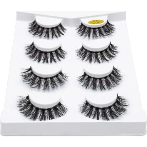 ISEEN 4 pairs Faux Mink Lashes Natural False Eyelashes Dramatic Volume Fake Lashes Makeup Eyelash Extension Silk Eyelashes