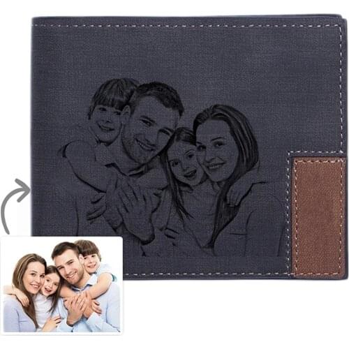 Custom Wallet Picture Wallet Engraved Wallets For Men Bifold Custom engraving Inscription picture High Quality PU Leather Walle