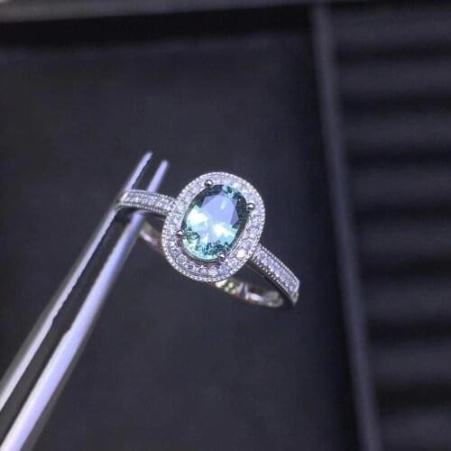 JX1030 Green Sapphire Ring Real Pure 18K Natural Green Sapphire Gemstones 0.91ct Diamonds Stone Female Ring