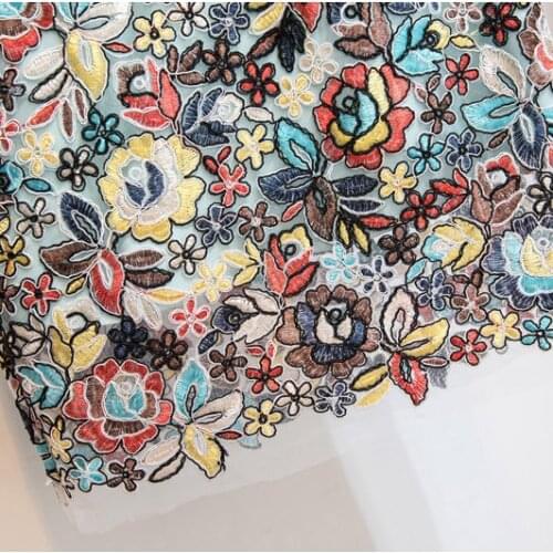 LASUI 1yard/1 lot Beautiful gorgeous cord 3D flower embroidery lace fabric white mesh DIY fashion cloth dress skirt C0212