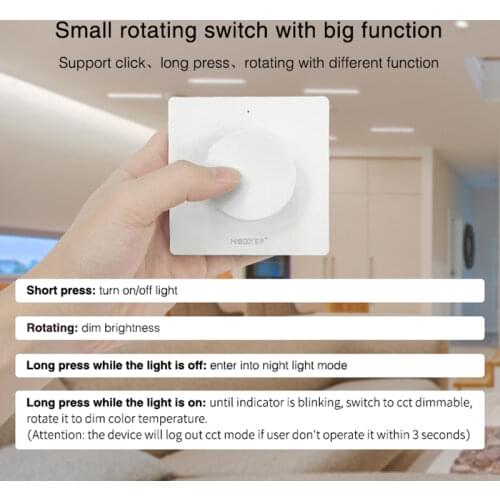 Miboxer K1/K1-B Rotating Switch Panel White/Black Remote 3V Wifi Dimmer Dimmable 2.4G Brightness Color Temperature Controller