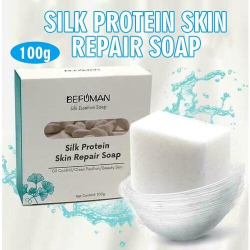100g Silk Protein Skin Repair Soap Bar Handmade Silk Protein Foam Wash Bath Skin Care Soap Natural Goat Milk Cleansing Soap