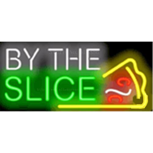 Pizza By The Slice NEON SIGN REAL GLASS BEER BAR PUB LIGHT SIGNS store display Packing Food S Bulbs Advertising Lights 17*14"