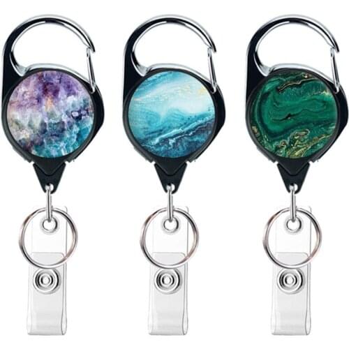 Office Lanyard Clip Keychain Name Tag Holder Keyring Id Card Key Ring Cord Reel Retract Pull Key Chain Belt Rope Recoil Badge